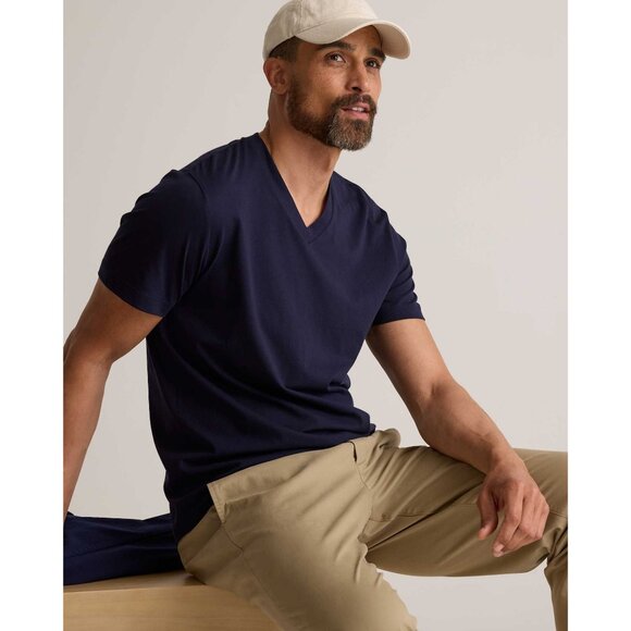 Quince Men's 100% Organic Cotton Slub V short Sleeve Tee Crewneck - X-Large - Picture 3 of 4